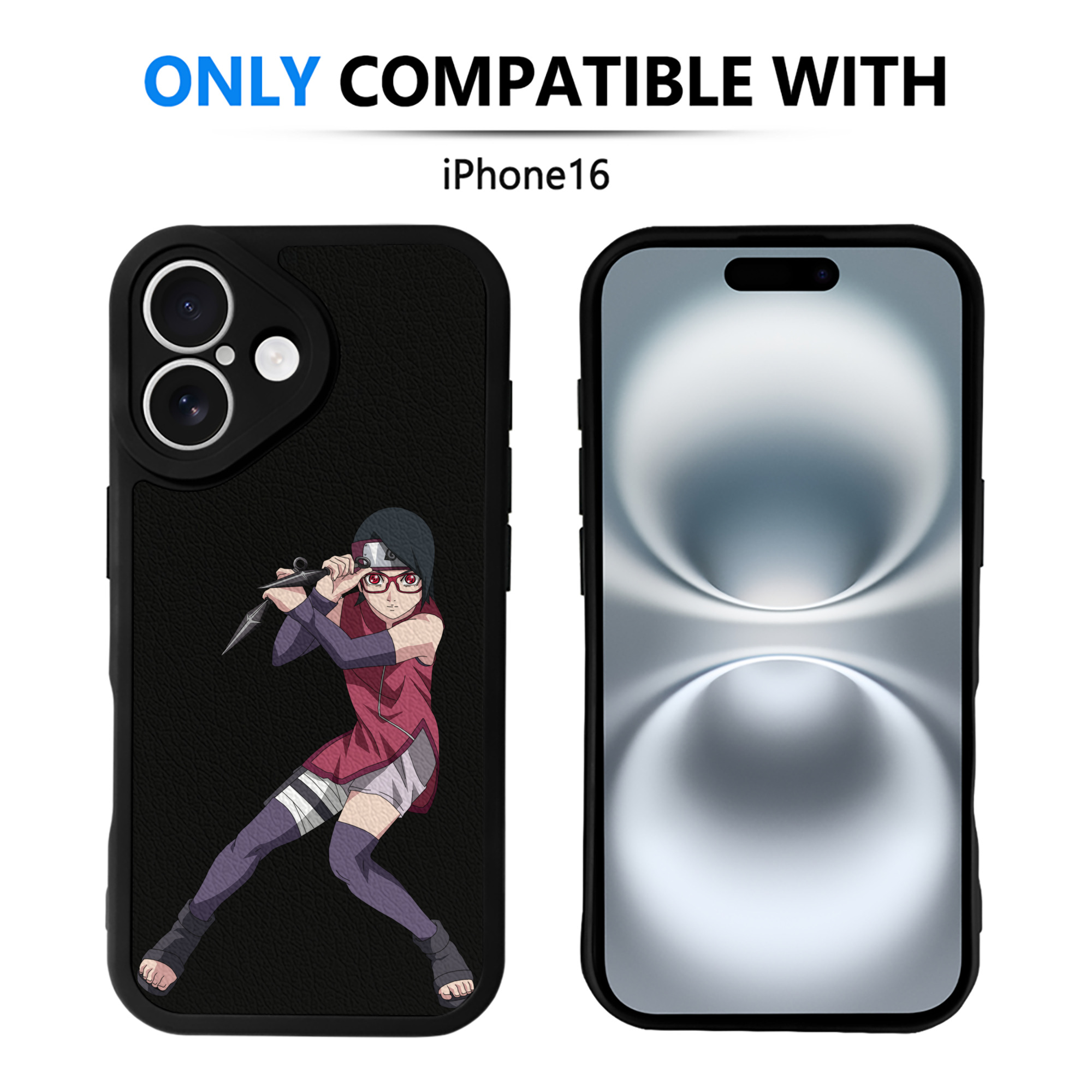 （画像用） NARUTO -ナルト- うちは サラダ Uchiha Sarada 【iPhone 16シリーズ対応】シリコンスマホケース（レザー調） 材質：シリコン